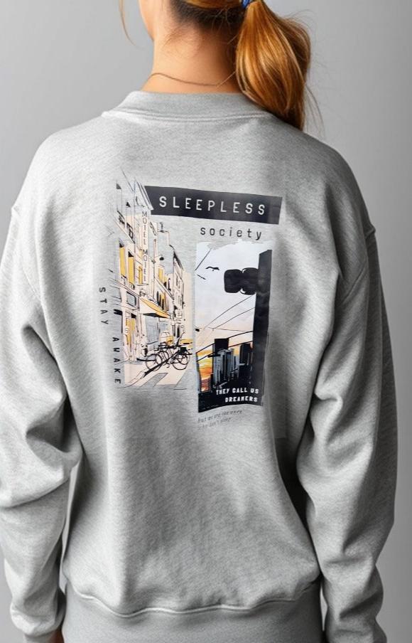 Sudadera estampada Sleepless para mujer