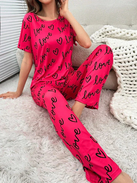 Chemise de nuit imprimée coeur d'amour Atishi