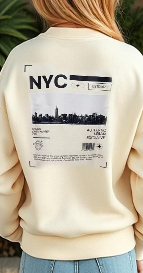 Sweat-shirt imprimé NYC pour femme