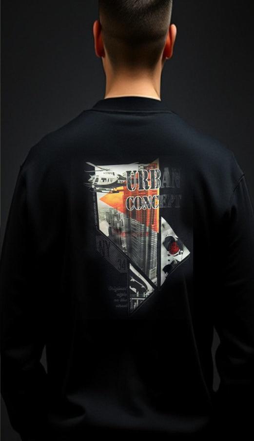 Printed Urban Concept Sweatshirt Men