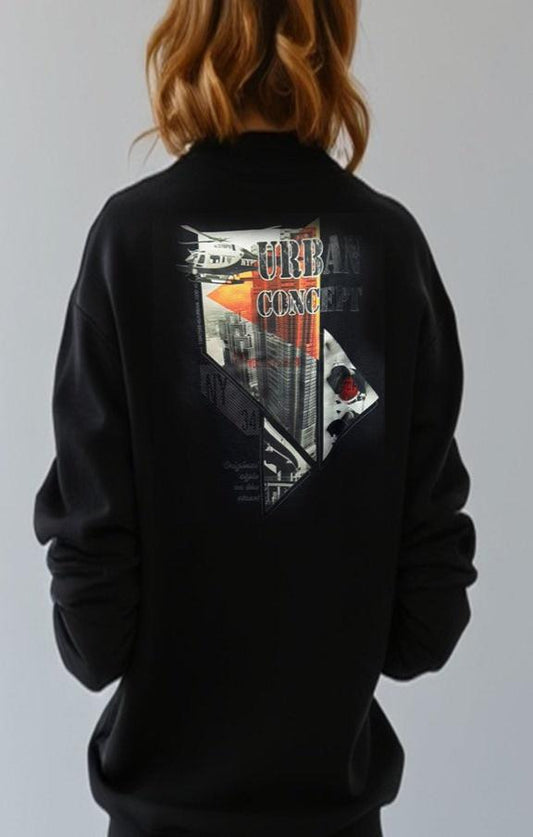 Printed Urban Concept Sweatshirt Women