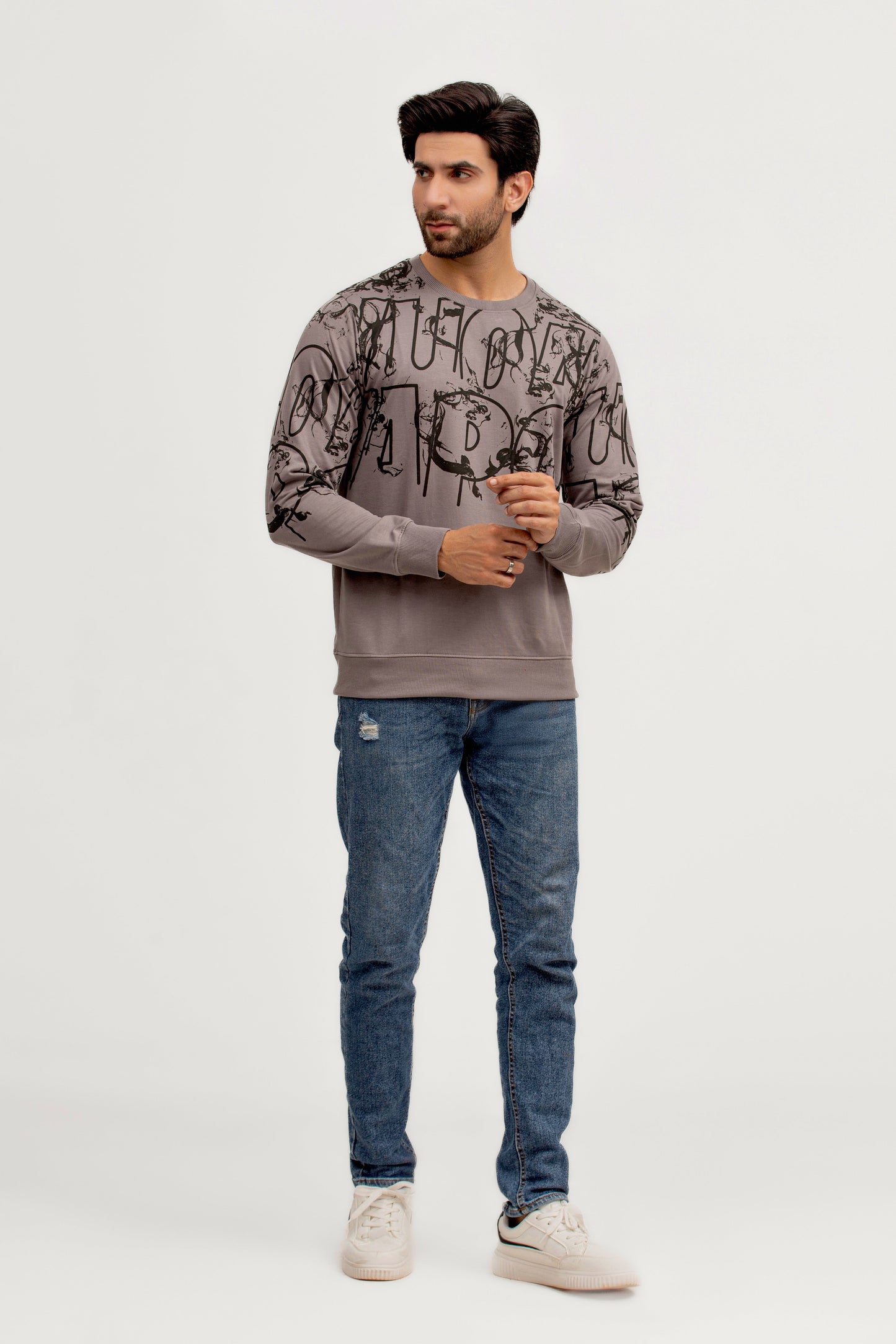 Sudadera estampada gris