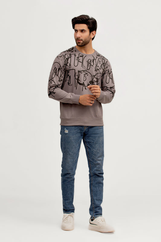 Sweat-shirt imprimé gris