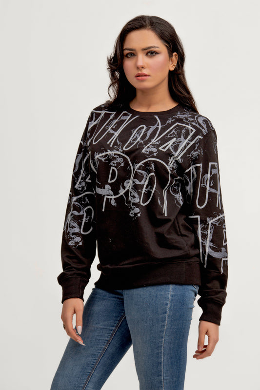 Black Printed Sweatshirt