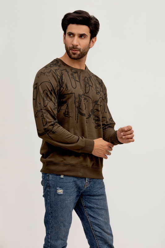 Sudadera estampada marrón