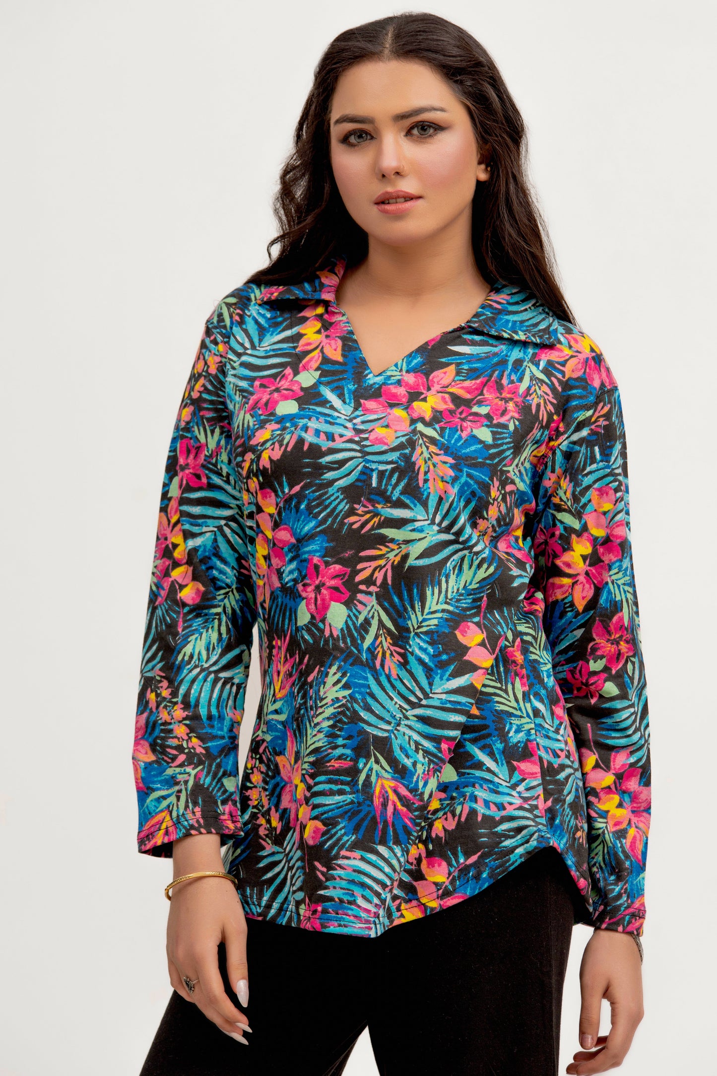 Leaf Printed Co-Ord V-Neck