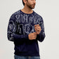 Navy Blue Printed Sweatshirt