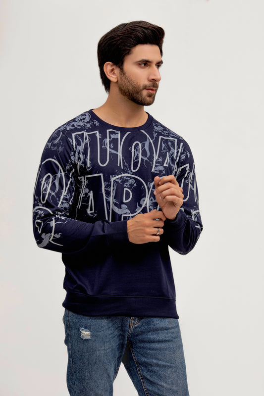 Navy Blue Printed Sweatshirt