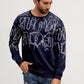 Navy Blue Printed Sweatshirt