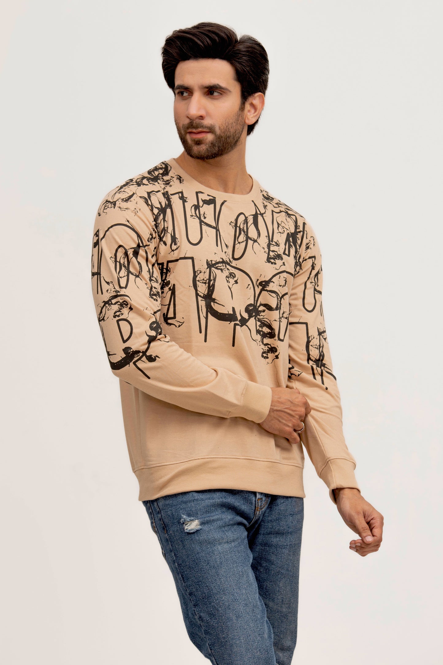 Cream Printed Sweatshirt