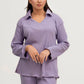 Plain Co-Ord Waffle Knitted V-Neck - LILAC