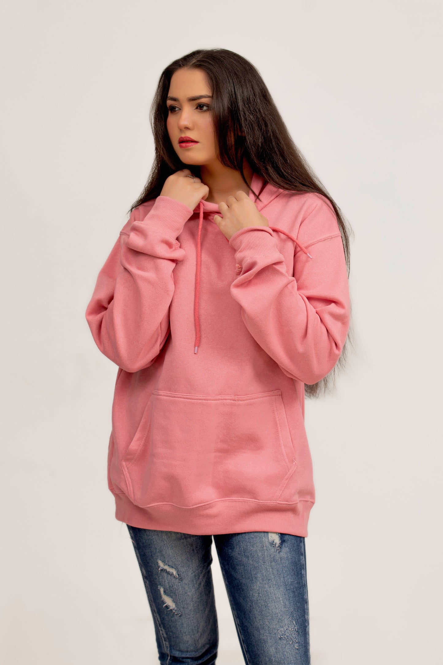 Sweat à capuche rose clair