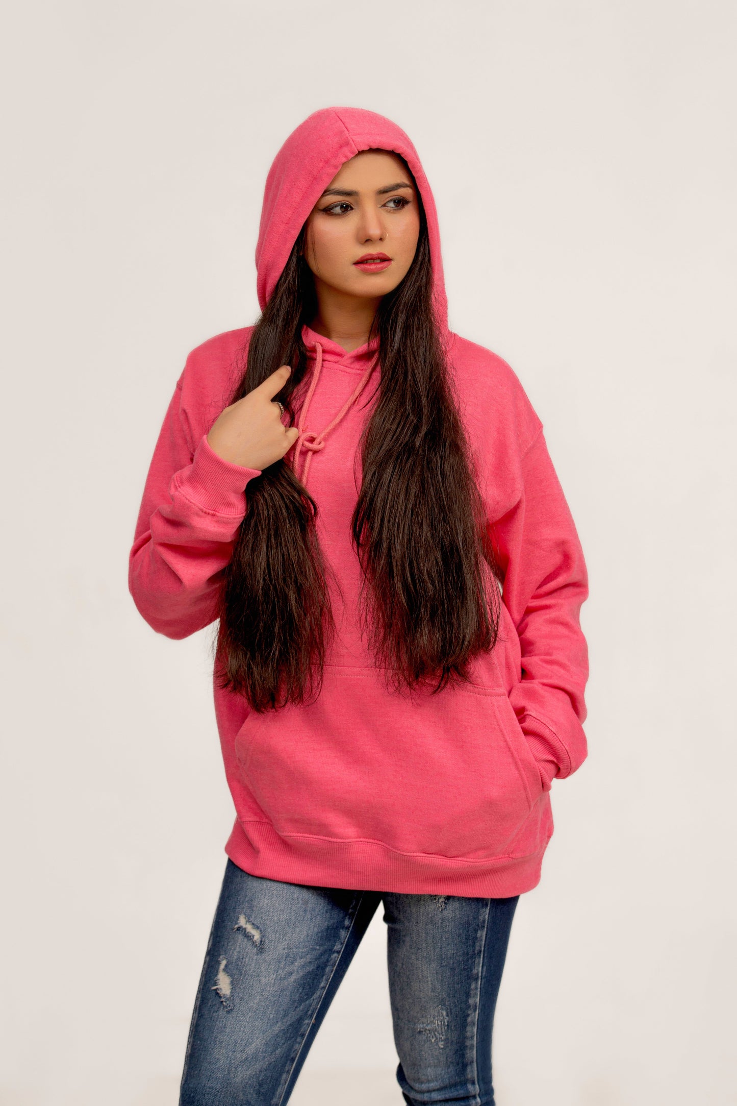 Sweat à capuche rose foncé