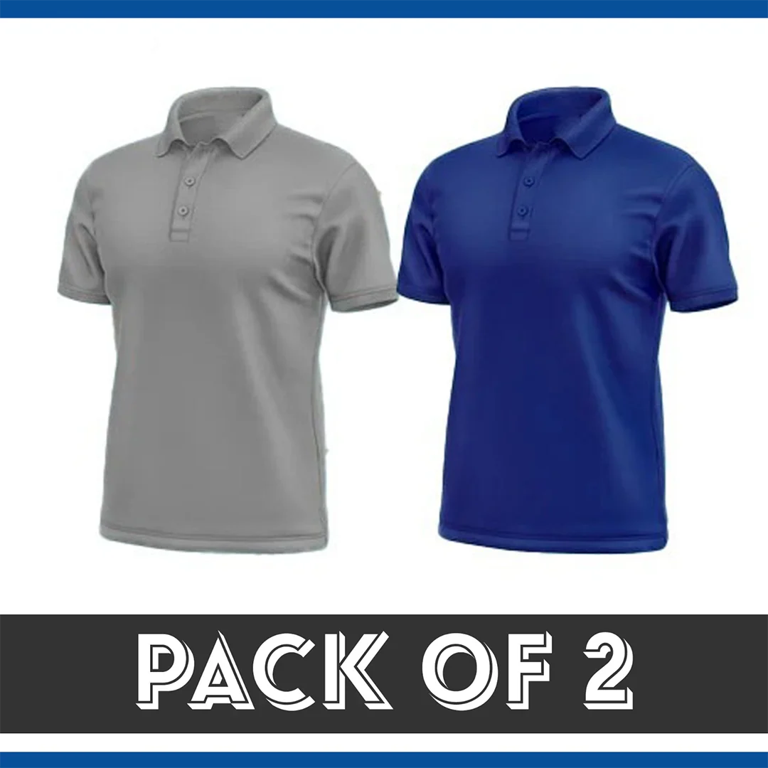 Pack de 2 polos en gris acero y azul real