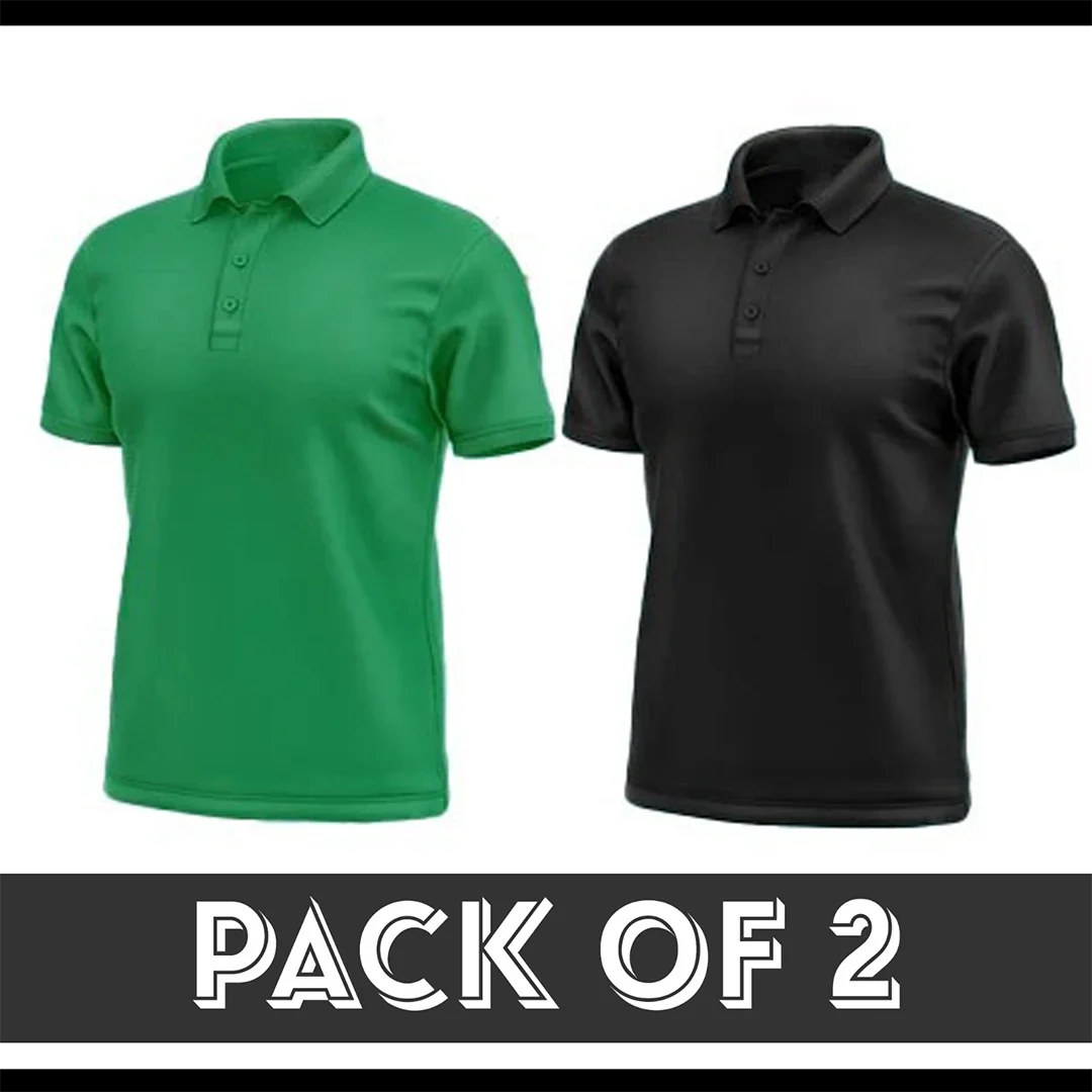 Lot de 2 polos - Vert sport et noir